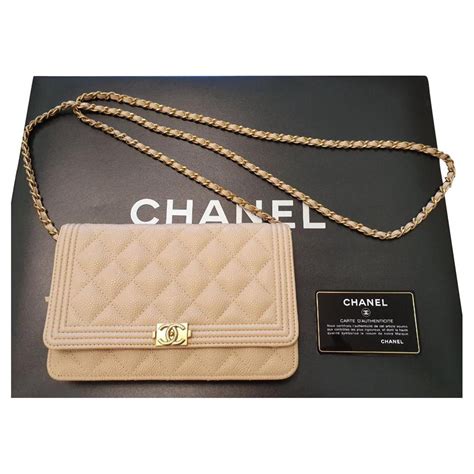 beige chanel woc|Chanel beige wallet on chain.